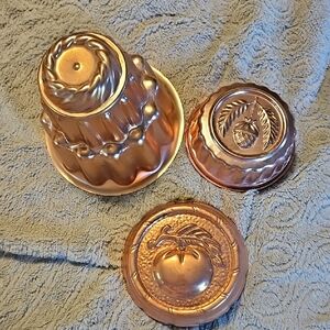 VINTAGE 3 jello Molds 2 Tier Cake Acron Tomato Copper RETRO MCM  Kitchen Baking